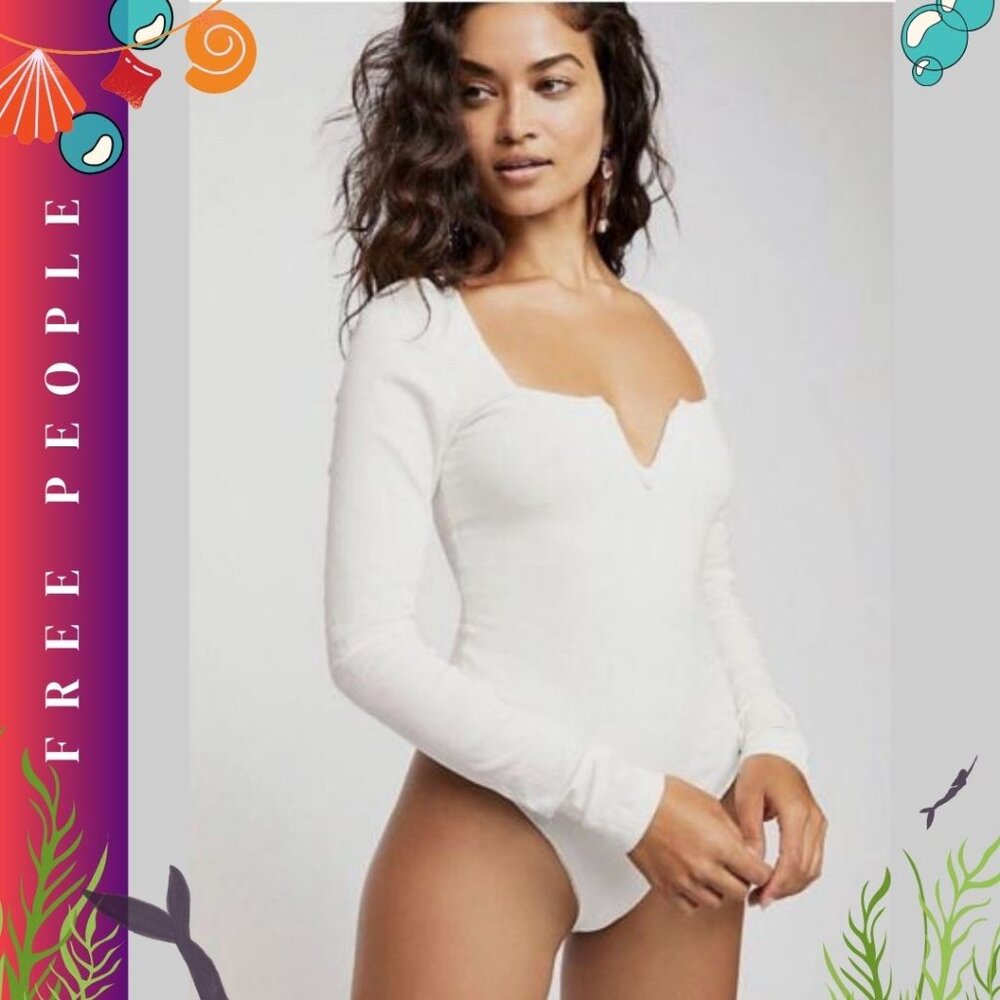 FREE PEOPLE Zoe V-Wire Bodysuit – Ivory
